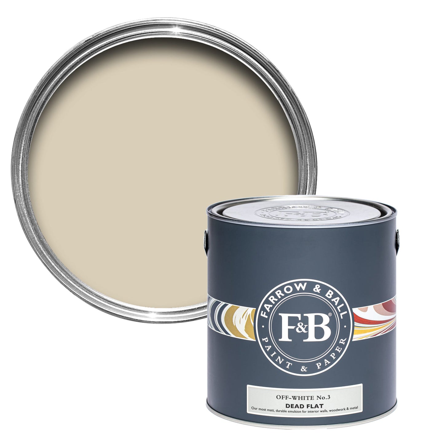 Farrow & Ball Off-White No. 3 - Dead Flat 5L