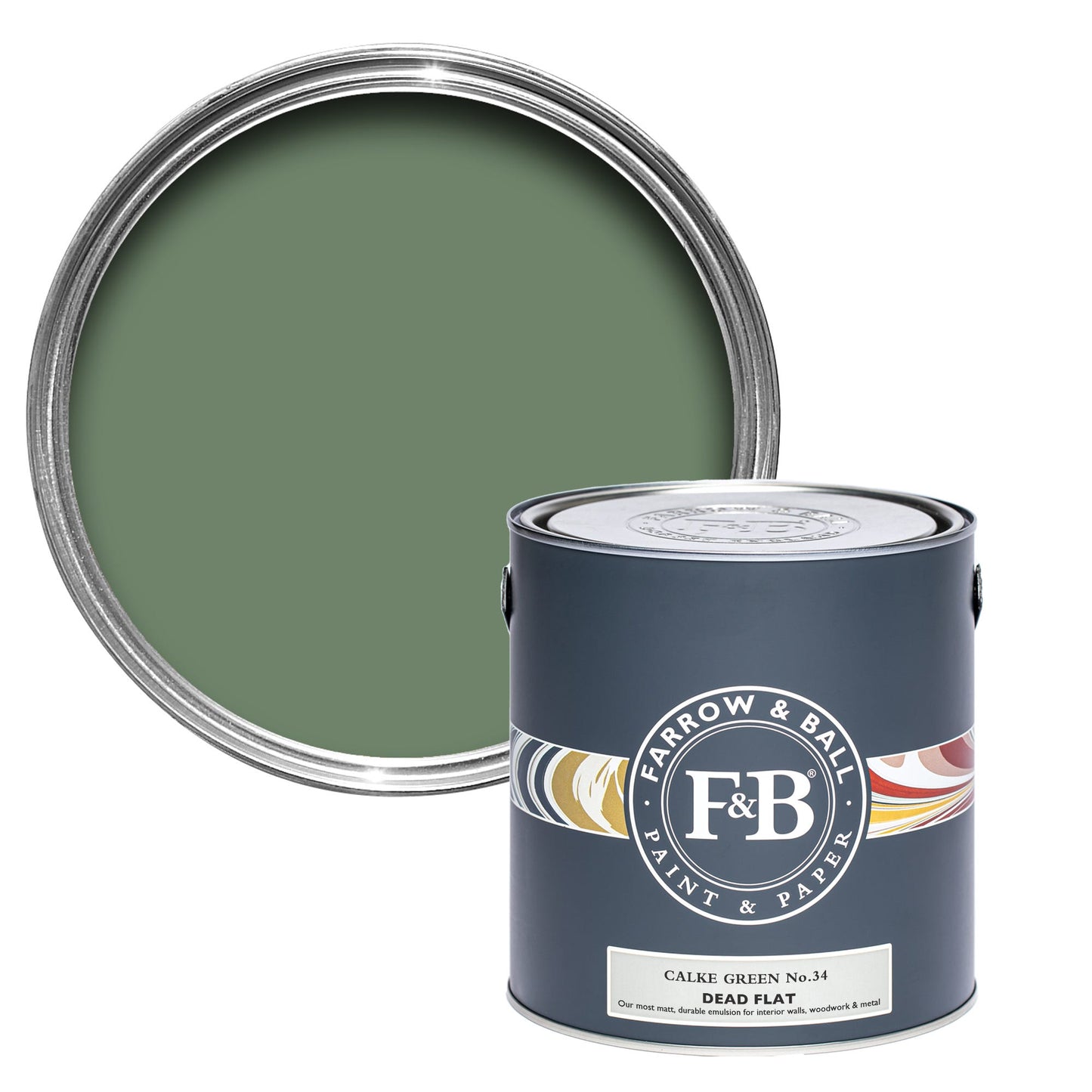 Farrow & Ball Calke Green No. 34 - Dead Flat 2.5L