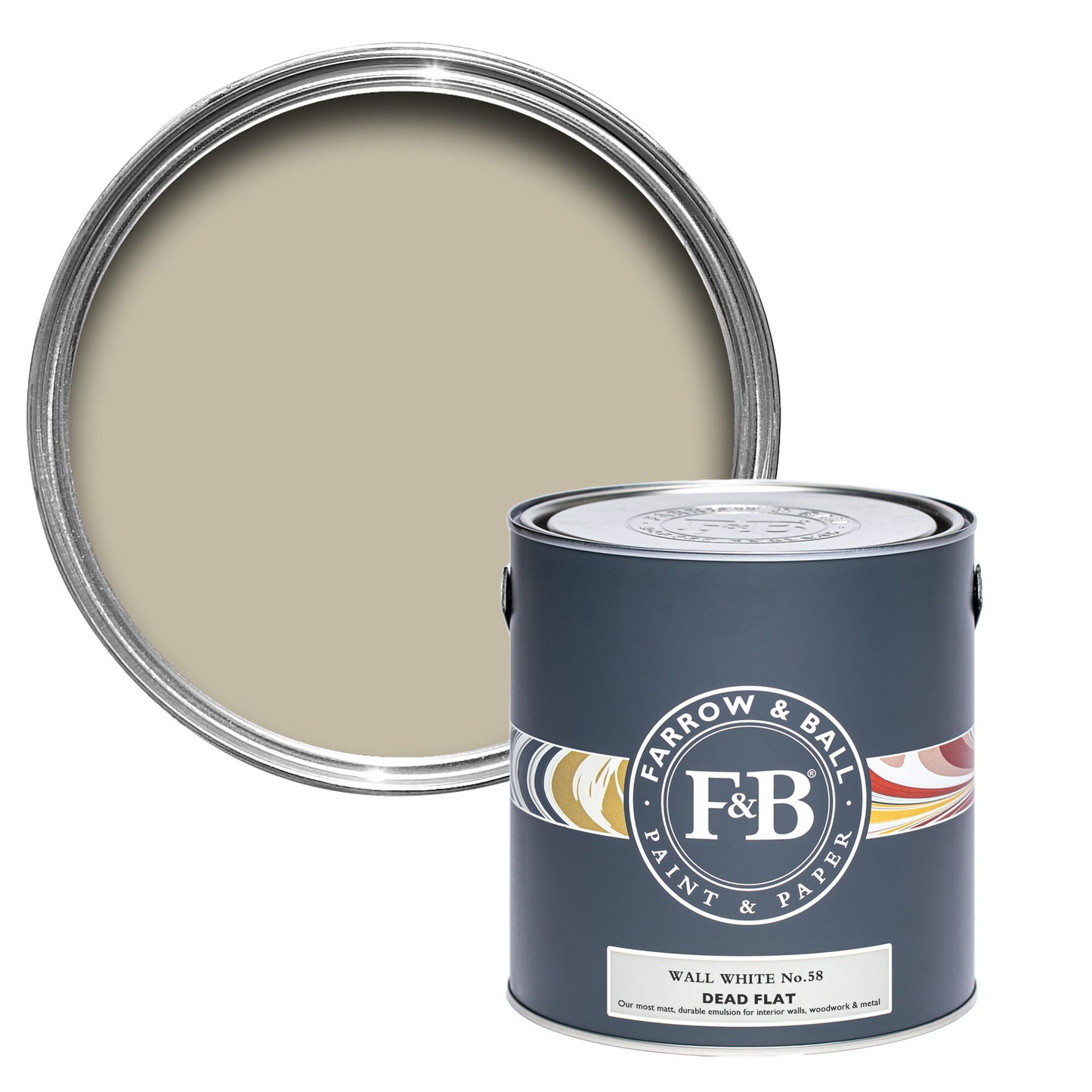Farrow & Ball Wall White No. 58 - Dead Flat 5L