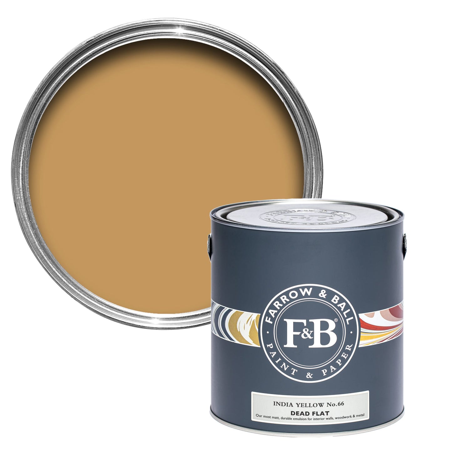 Farrow & Ball India Yellow No. 66 - Dead Flat 2.5L