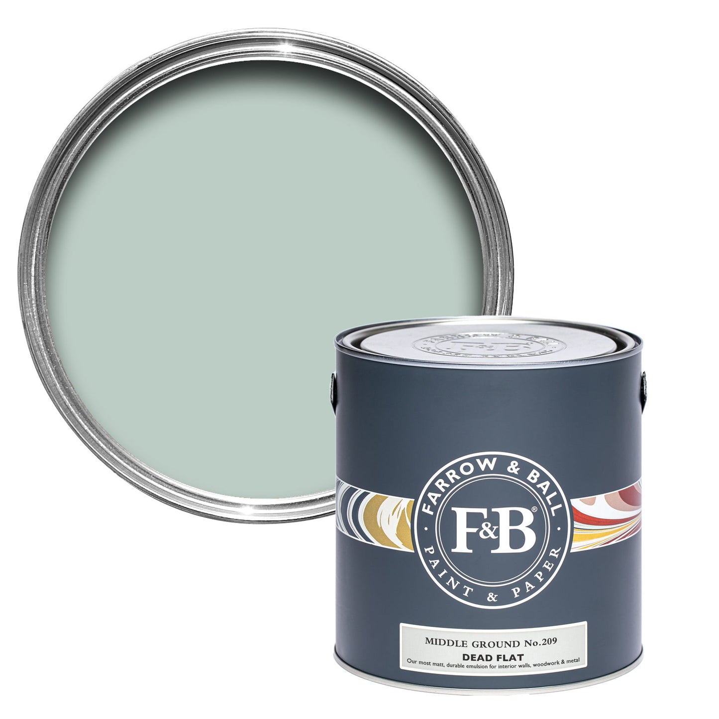 Farrow & Ball Middle Ground No. 209 - Dead Flat 5L