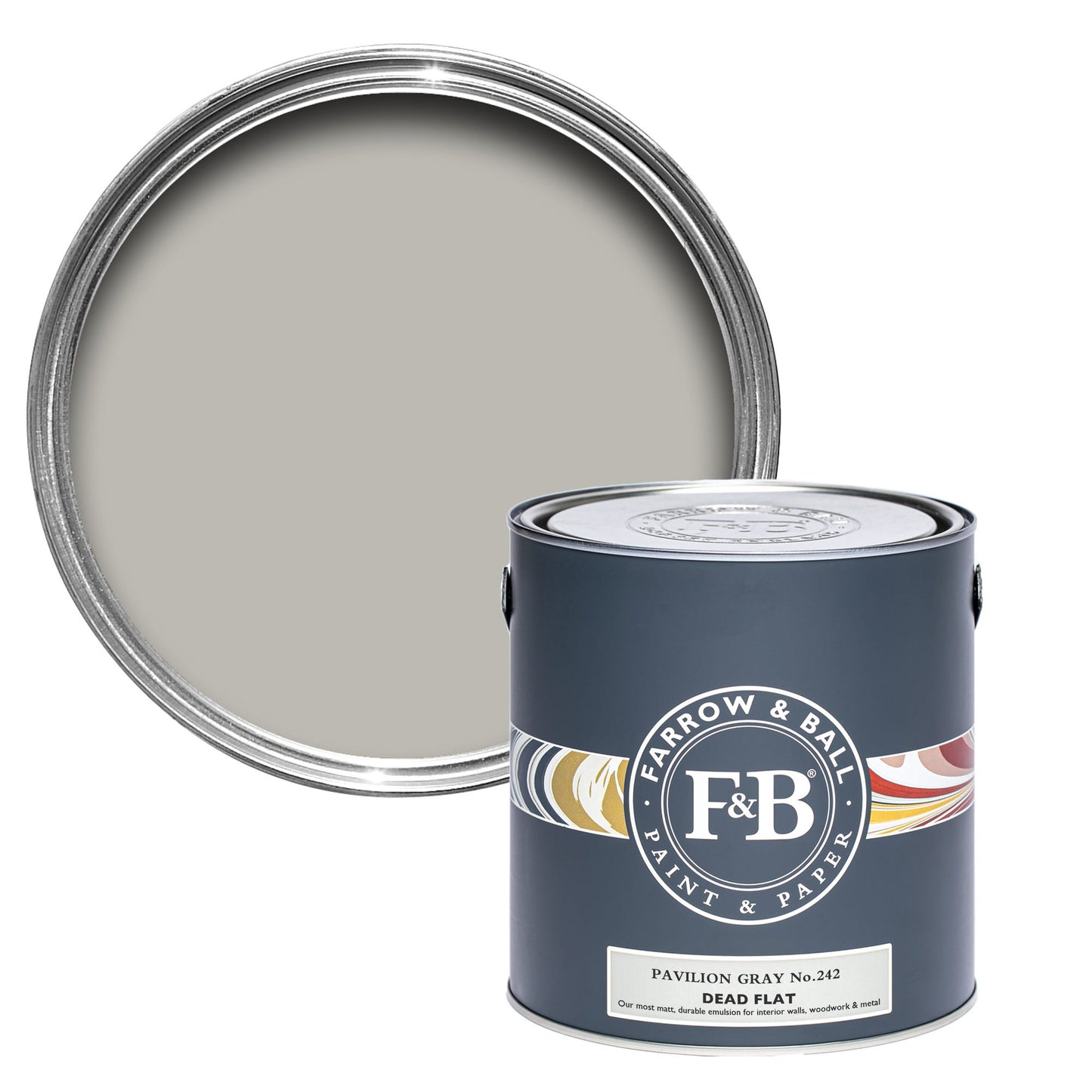 Farrow & Ball Pavilion Gray No. 242 - Dead Flat 2.5L