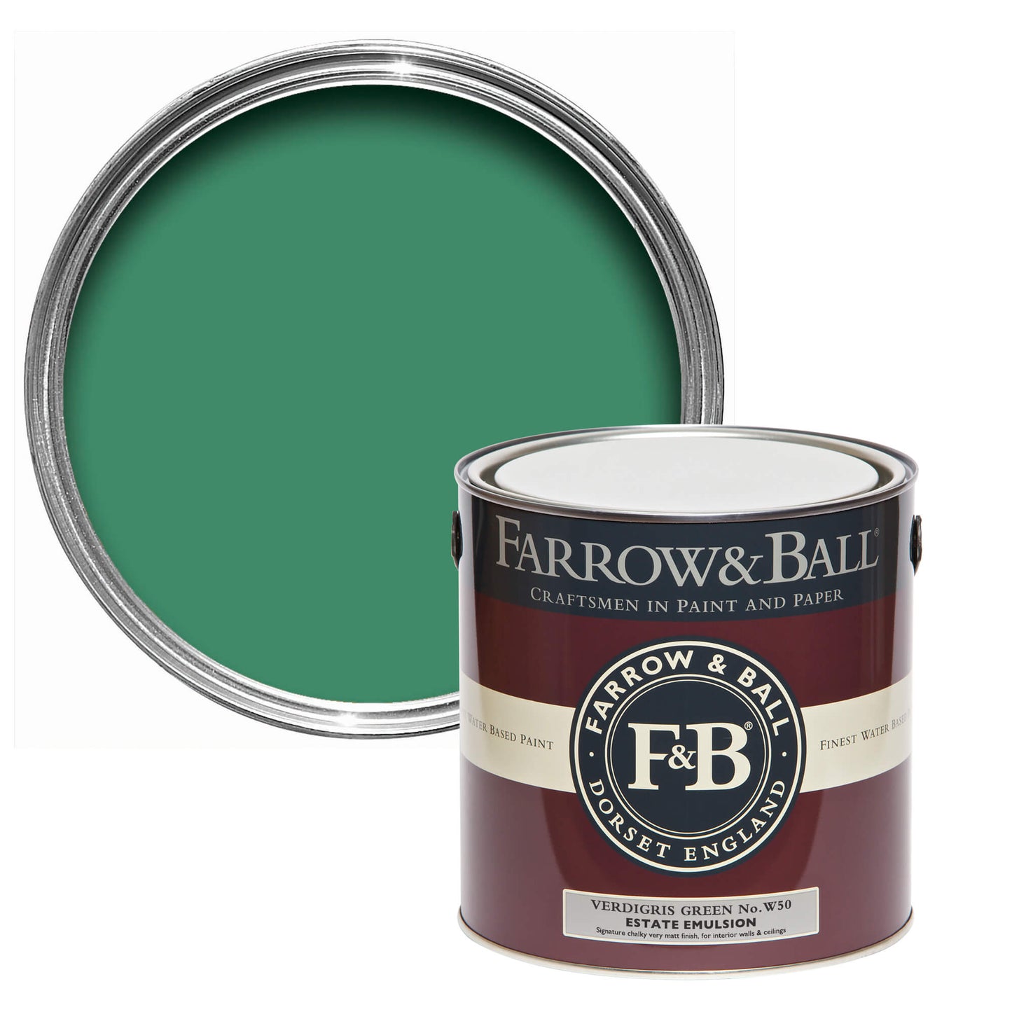 Farrow & Ball Verdigris Green No. W50 - Modern Eggshell 5L