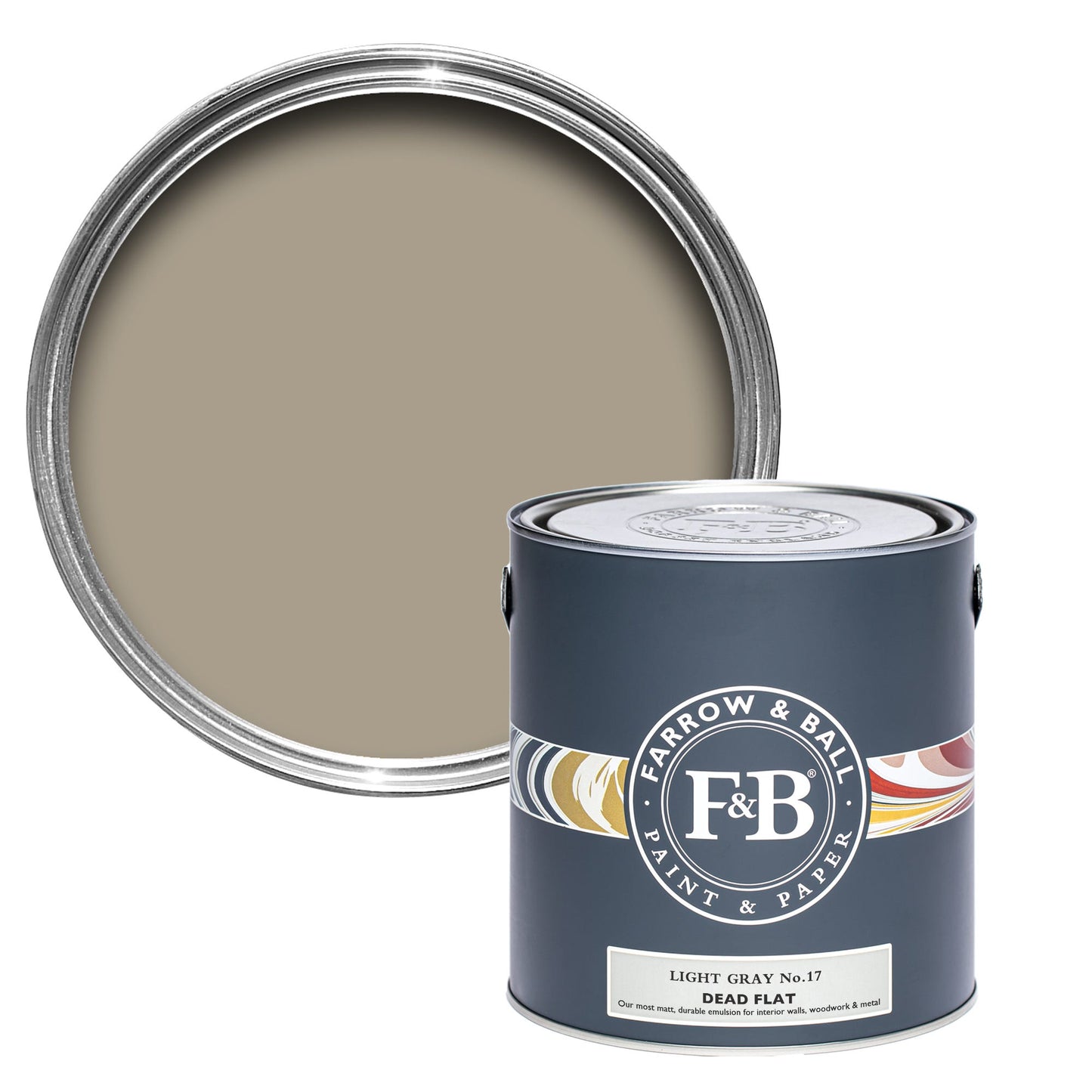 Farrow & Ball Light Gray No. 17 - Dead Flat 5L