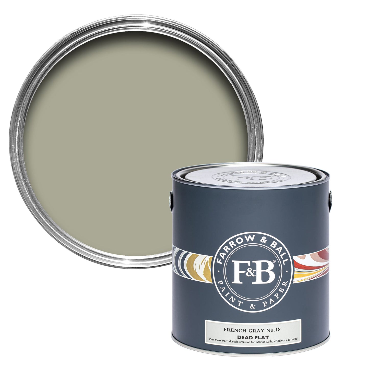 Farrow & Ball French Gray No. 18 - Dead Flat 5L