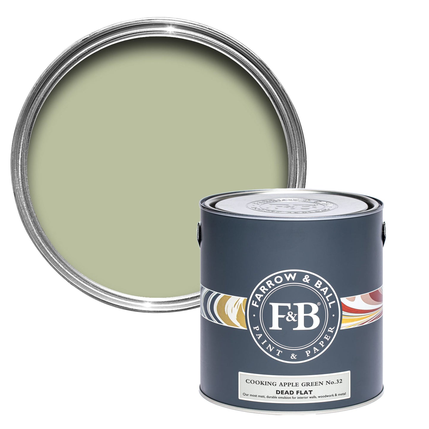 Farrow & Ball Cooking Apple Green No. 32 - Dead Flat 2.5L
