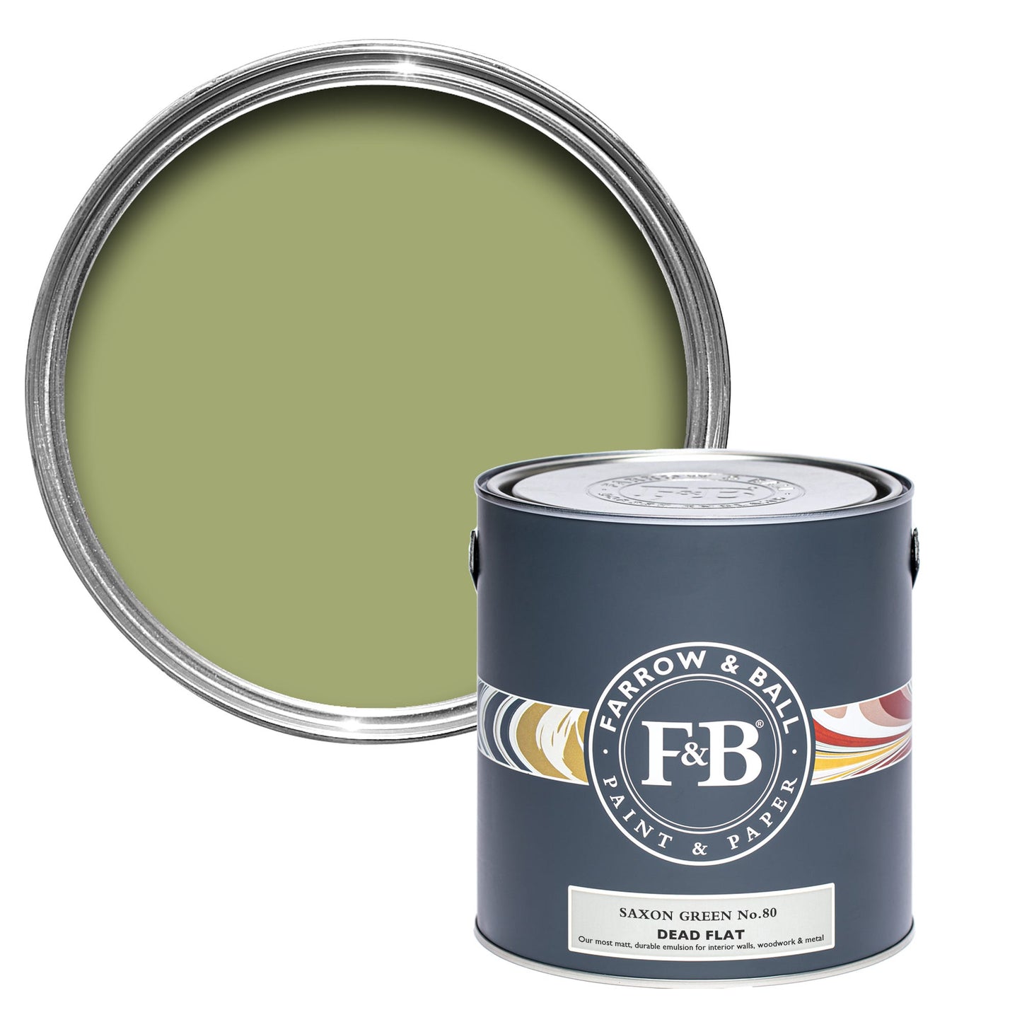 Farrow & Ball Saxon Green No. 80 - Dead Flat 2.5L