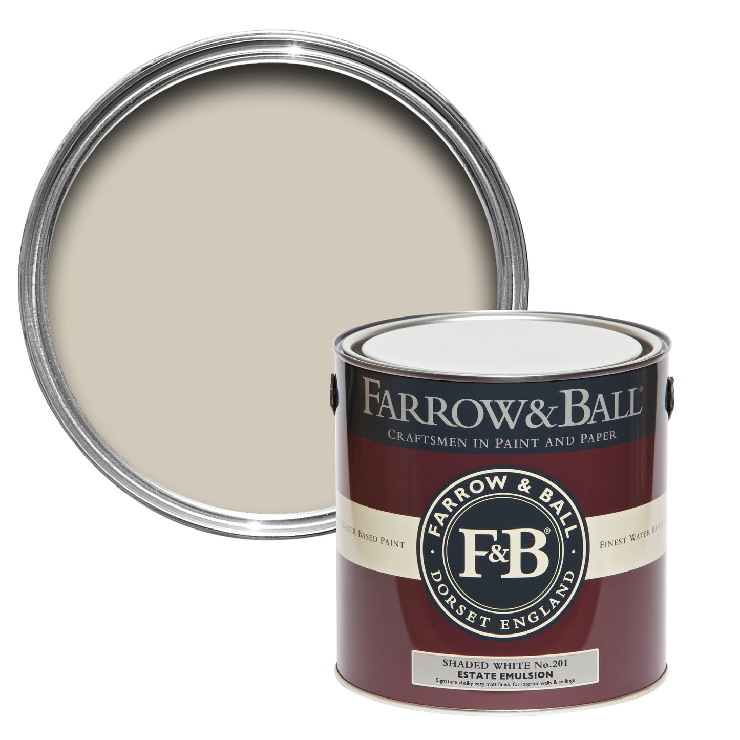 Farrow & Ball Shaded White No. 201 - Casein Distemper 2.5L