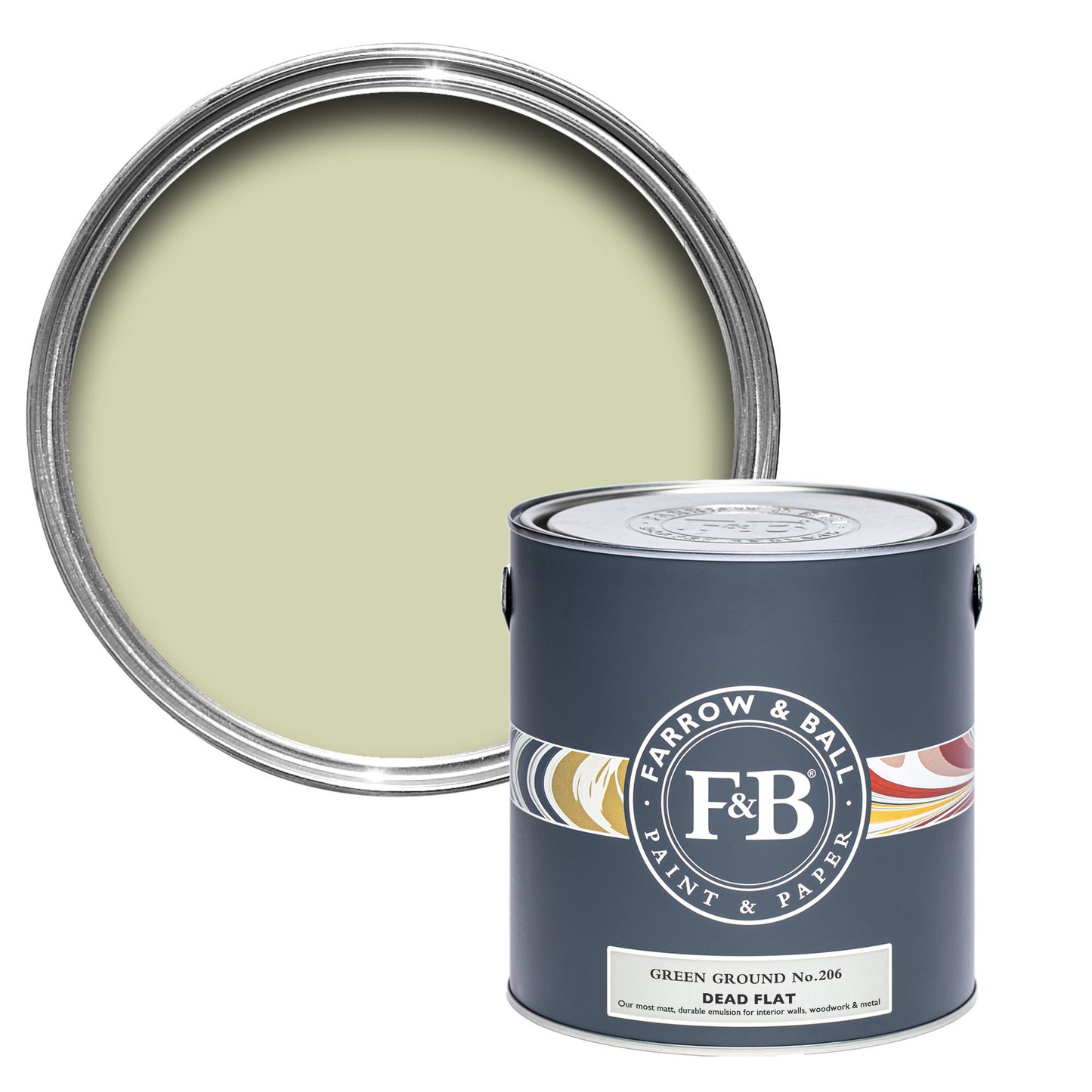 Farrow & Ball Green Ground No. 206 - Dead Flat 2.5L
