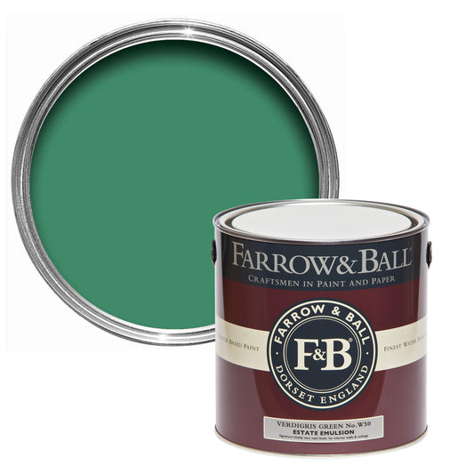Farrow & Ball Verdigris Green No. W50 - Estate Emulsion 2.5L