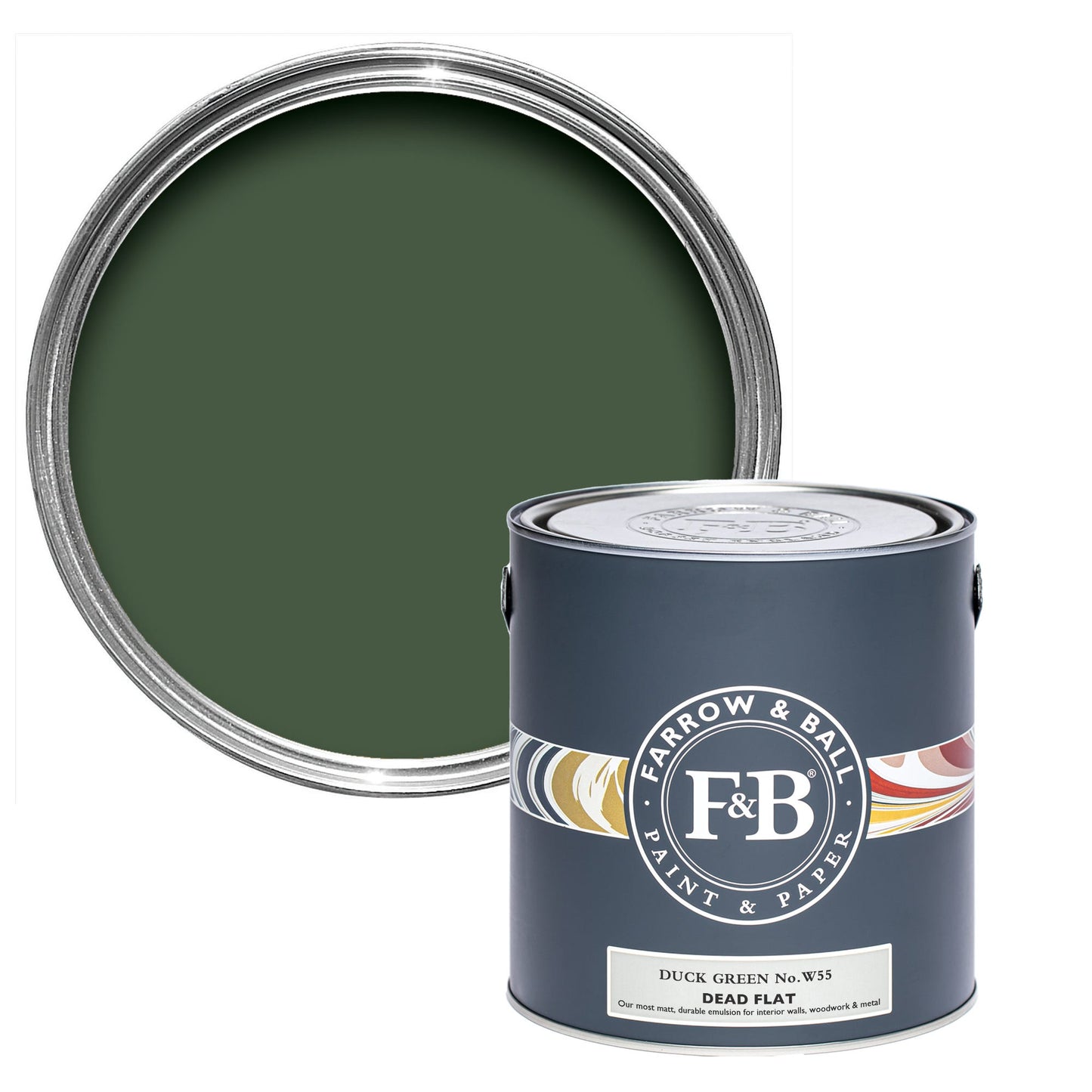 Farrow & Ball Duck Green No. W55 - Dead Flat 2.5L