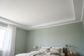 AI-generated bedroom inspiration with a white matt ceiling and sage green walls