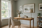 AI-generated home office inspiration with soft grey-green walls