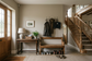 AI-generated family hallway inspiration with warm greige painted walls